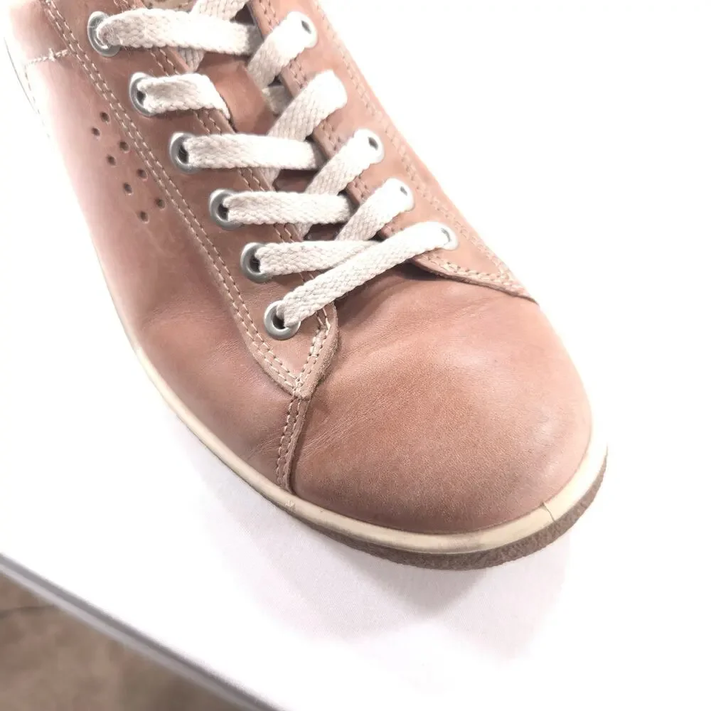 Ecco Leather Casual Lace Up Outdoor Sneaker Shoe Womens Size 8.5 39 Brown